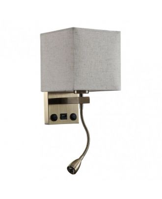 Apliq. 3w 4000k+1xe27 Y Puerto Usb Stephen Cuero/Pant.beis 285lm 38x17x20cm Doble Encendido