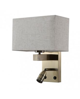 Aplique 3w 4000k +1xe27 Gabriel Cuero/pantalla Beis 285lm 31x26x15,5cm Doble Encendido