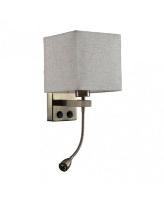 Aplique 3w 4000k+1xe27 Stephen Cuero/pantalla Beis 285lm 38x17x20cm Doble Encendido