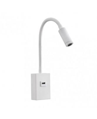Aplique 3w 4000k Capote Blanco Usb E Interrupt. 43x6x4 Cm 285lm Articulab. Y Orientab.