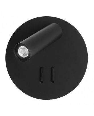 Aplique 2+6w 4000k Manet Redondo Negro 130lm  Doble Encendido 14x14x12 Cm