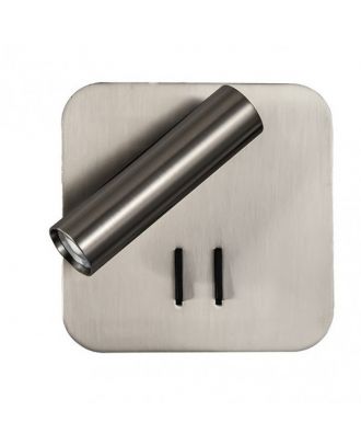 Aplique 2+6w 4000k Manet Cuadrado Niquel 130lm  Doble Encendido 14x14x12 Cm
