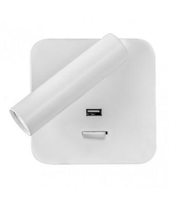 Aplique 3w 4000k Giotto Cuadrado Blanco Puerto Usb  150lm C/interruptor 14x14x12cm Orientb