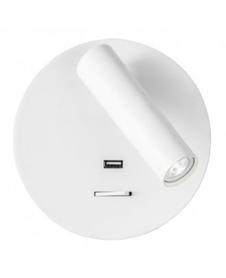 Aplique 3w 4000k Giotto Redondo Blanco Puerto Usb  150lm C/interruptor 14x14x12cm Orientb