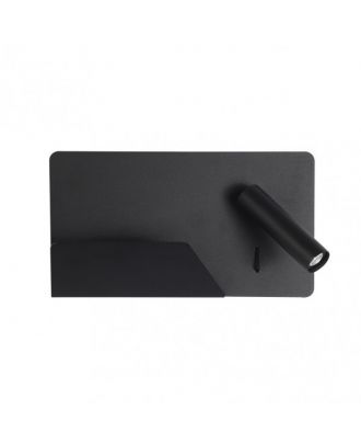 Aplique 3w 4000k Miguel Angel Dcho Negro C/usb Y  Estante 150lm 16x28x12 Cm Orientable
