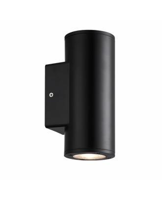 Aplique Exterior Yopol 2xgu10 Negro Cilindro Policarbonato  18,6x7,6x9,9 Cm  Ip54