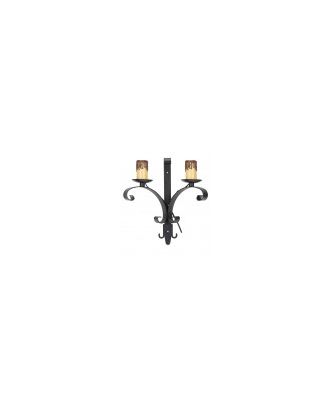 Aplique Rustico Rueda 2xe27 Marron 35x32x18 Cm