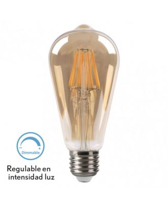 Bombilla Filamento Pebetero 14x6,5d 8w Regulable  700lm E27 Ambar 2700k