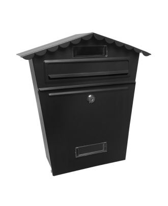 Buzon De Correo Frida Acero Galvanizado Negro 36x32x10 Cm Tejado Antilluvia, Ventana Visualizacion