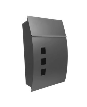 Buzon De Correo Mate Acero Galvanizado Gris 45x31x10 Cm De Diseño Antilluvia, Cerradura Cilindrica