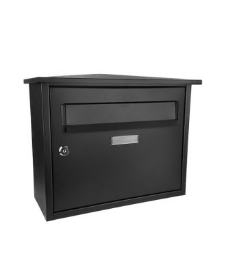 Buzon De Correo Nikita Acero Galvanizado Negro 33x39x17 Cm Diseño Trampilla Antilluvia Resistente