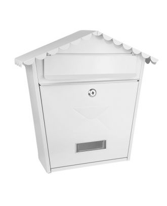 Buzon De Correo Olena Acero Galvanizado Blanco 37x36x13,5 Cm Tejado Antilluvia, Cerradura Cilindrica