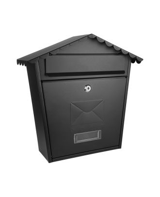 Buzon De Correo Olena Acero Galvanizado Negro 37x36x13,5 Cm Tejado Antilluvia, Cerradura Cilindrica