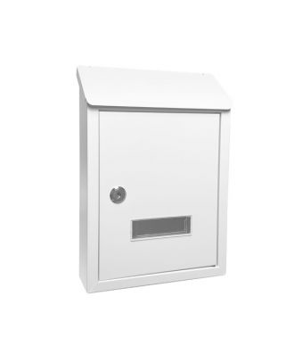 Buzon De Correo Milena Acero Galvanizado Blanco 30x21x7 Cm Cerradura De Cilindro Tapa Antilluvia