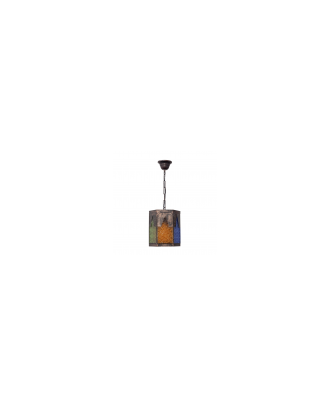 Colgante Artesanal Meknes 1xe27 Marron/colores Regx16,5d  Hexagonal