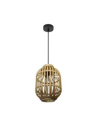 Colgante Diezma Negro/bambu Natural 1xe27 Regx24x 24 Cm