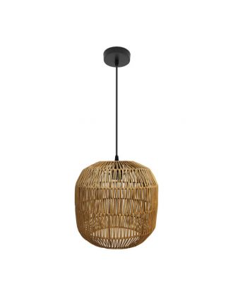 Colgante Fabio 1xe27 Negro/natural Regx33x33cm C/metal Y Rattan