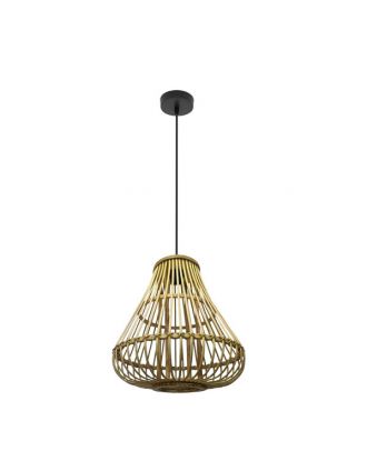 Colgante Hormos Negro/bambu Natural 1xe27 Regx35x35 Cm