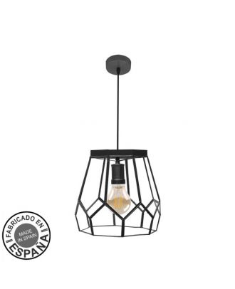 Colgante Lente Grande 1xe27 Cuero Regx25x25cm