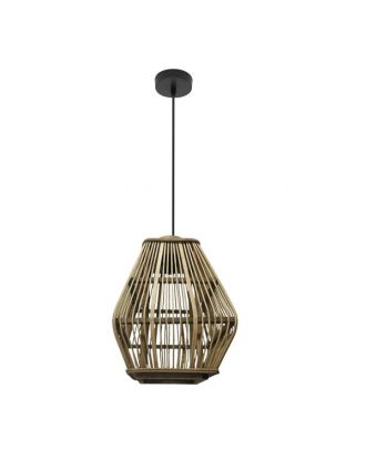 Colgante Tojar Negro/bambu Natural 1xe27 Regx23x23 Cm