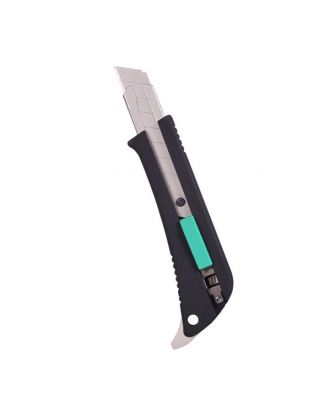 Cuter 18mm Preciso Negro Retractil Bloqueo Seguridad Ergonomico C/guia Acero Inox.1,8x16,5x5 Cm