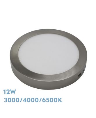 Downlight Superf.diorita 12w 3000k-4000k-6500k Niquel 1080lm 3,5x17x17 Cm