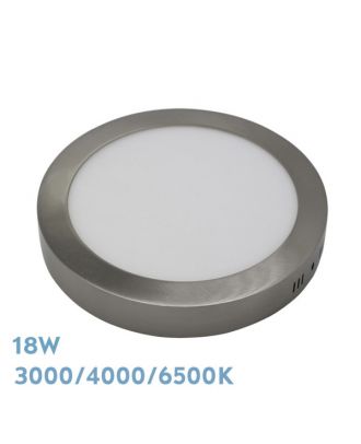 Downlight Superf.diorita 18w 3000k-4000k-6500k Niquel 1620lm 3,5x22x22 Cm