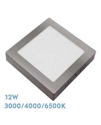 Downlight Superf.gabro 12w 3000k-4000k-6500k Niquel 1080lm 3,5x17x17 Cm