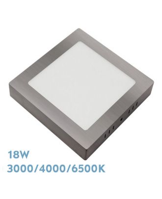 Downlight Superf.gabro 18w 3000k-4000k-6500k Niquel 1620lm 3,5x22x22 Cm