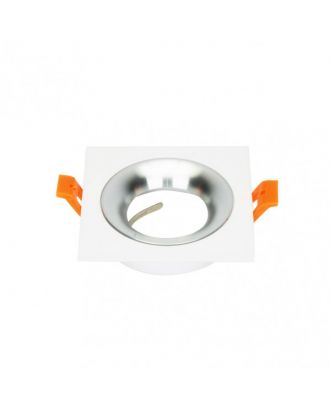 Empotrable Anou 1xgu10 Cuadrado Blanco/cromo  2x9,2x9,2 Cm 8 De Corte.c/portalampara