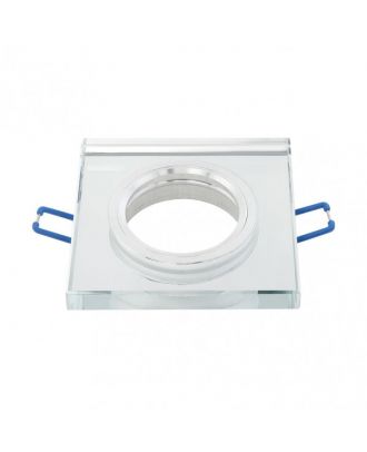Empotrable Cristal Solna 1xgu10 Cuadrado Grosor 1cm  Transparente C/portalampara 1x9x9 Cm Corte 6 Cm