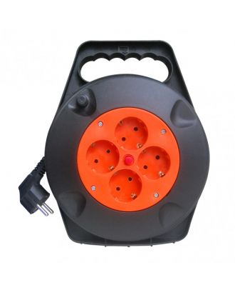 Enrollacable 4 Enchufes Cable 5m 3gx1,5mm Cobre C/termostato De Seguridad 3250w Max.