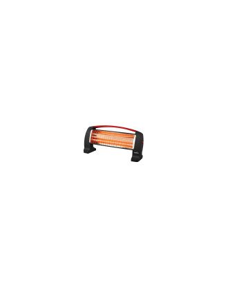 Estufa Electrica Cuarzo Edipo 1200w Negro/rojo 3potencias Antivuelco 24x50x13 Cm