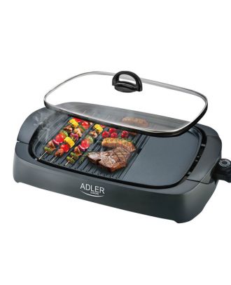 Grill Parrilla Electrica 3000w Reg.temperatura,antiadherente C/tapa De Vidrio Y Espatula 12x51x32 Cm