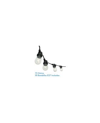 Guirnalda Luces Exteriro Verbena 15m 30xe27led 30w 4000k Bombillas Reemplazables E Interconectables Ip44