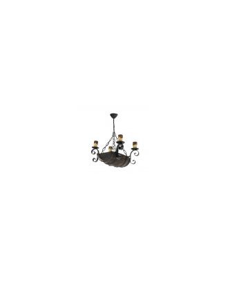 Lampara 4xe27 Barril Negro/marron Regx42x32 Cm