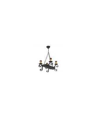 Lampara 4xe27 Tronco Negro/marron Regx38x35 Cm