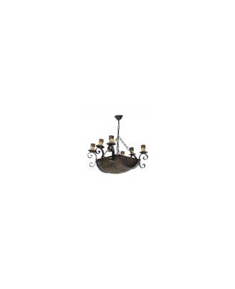 Lampara 6xe27 Barril Negro/marron Regx47x40 Cm