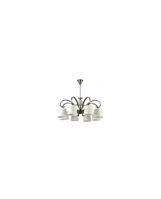 Lampara Concordia 8xe14 Cuero Pantalla Beis REGx75x75
