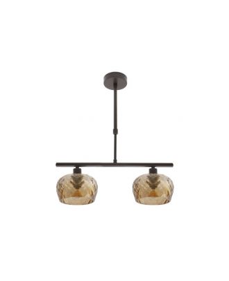 Lampara Estela 2xe14 Marron Regx41x13 Cm C/tulipas  Cristal Tallado Ambar