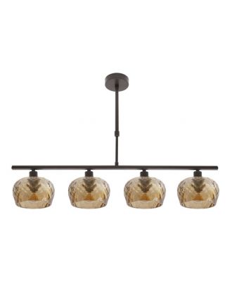 Lampara Estela 4xe14 Marron Regx75x13 Cm C/tulipas  Cristal Tallado Ambar