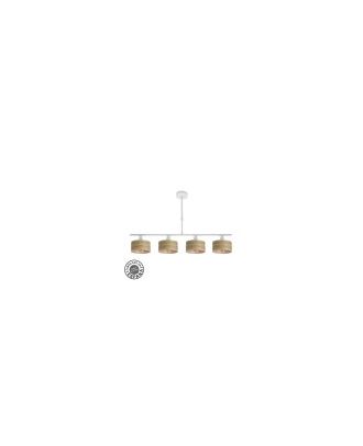 Lampara Gilda 4xe14 Blanco/madera Clara Regx76x14 Cm