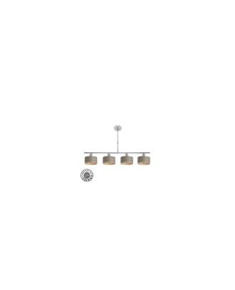 Lampara Gilda 4xe14 Cromo/madera Gris Retgx76x14 Cm
