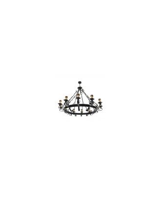Lampara Rustica 12xe27 Medieval Negro Regx98x98 Cm