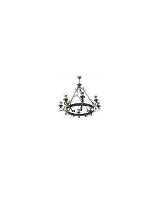 Lampara Rustica 8xe27 Medieval Negro Regx75x75 Cm