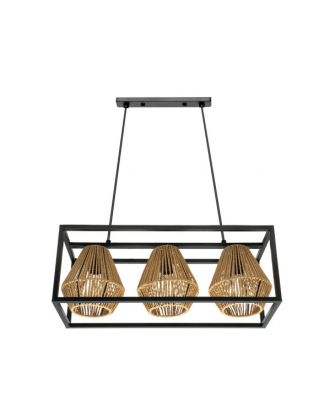 Lampara Tutti Negro/natural 3xe27 Regx53x20,5 Cm Rattan