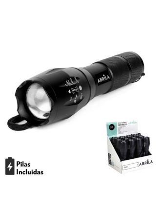 Linterna Led Aluminio Centello Negra 5encend.+zoom 300lm Ip44 C/asa 13,5-15,5x3,6d