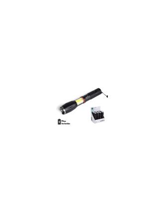 Linterna Led Centello Negra 5encend.+cob+zoom Ip44 300lm Iman Y Asa 15,5/18,6x3,8x3,8 Cm 3xaaa