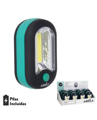 Linterna Led Cob Flash C/gancho E Iman Negro/verde 200lm 9,5x6x3,5cm Compact 3xaaa Incluida