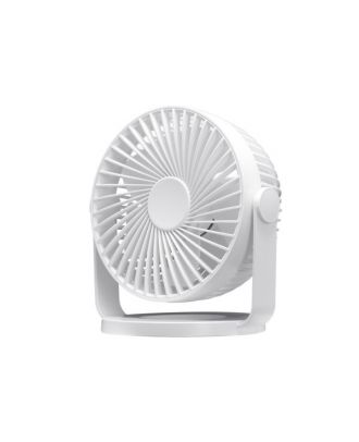 Miniventilador Sobremesa Bretaña Blanco 5w 3+1velocidades Recargable Alimentacion Usb Orientable 5aspas 17x15x11,5cm